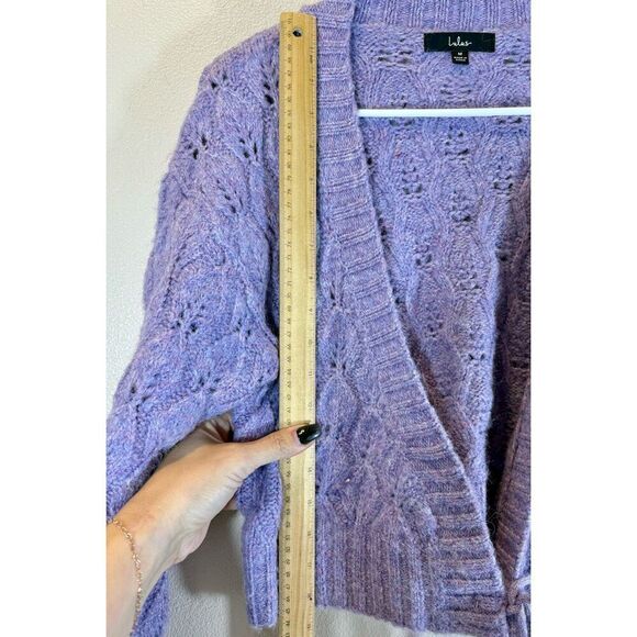 NWOT Lulus Tie Front Wool Blend Cropped Lavender Women's Cardigan Medium - Picture 6 of 9